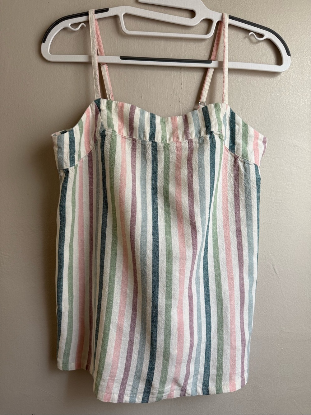 State of Day Intimates Pastel Stripe Linen Blend Cami Tank XS Cottagecore Boho